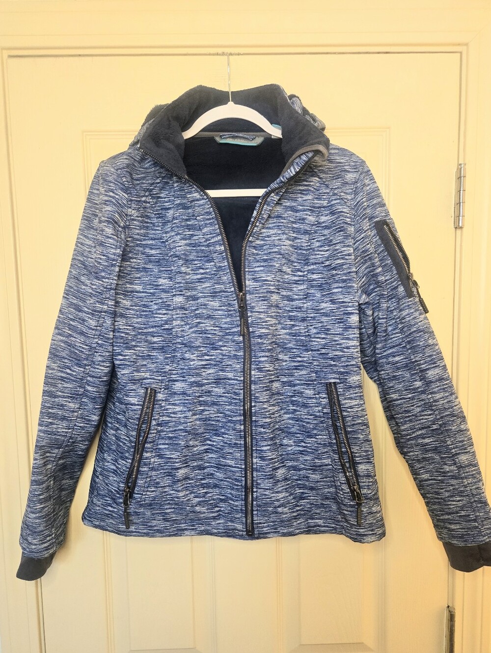 Blue Heathered Hooded Jacket